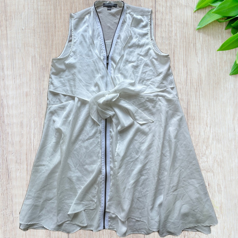 Kate & Mallory sleeveless Zipper front Wrap white Dress women sizeSize L